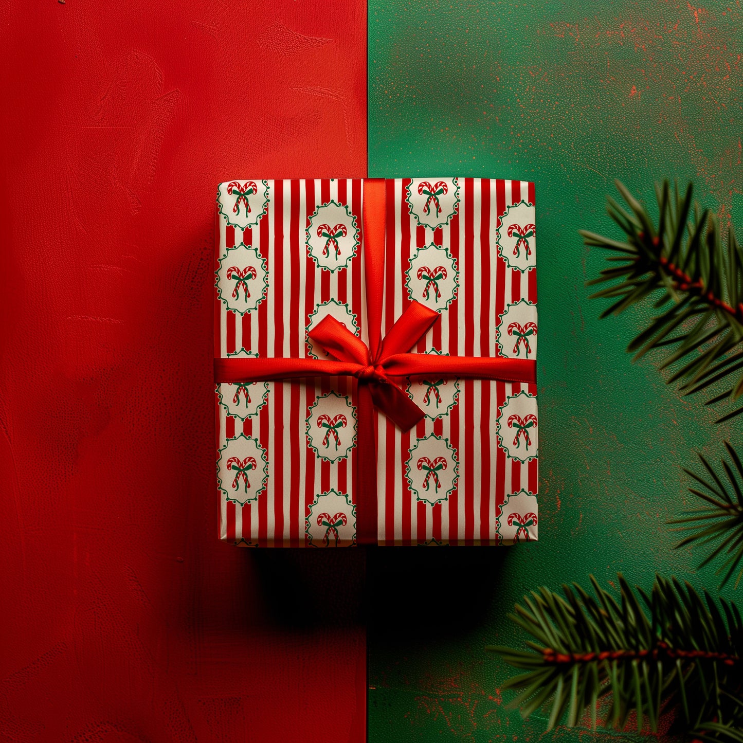 Retro Coquette Candy Cane Christmas Gift Wrapping Paper Sheets
