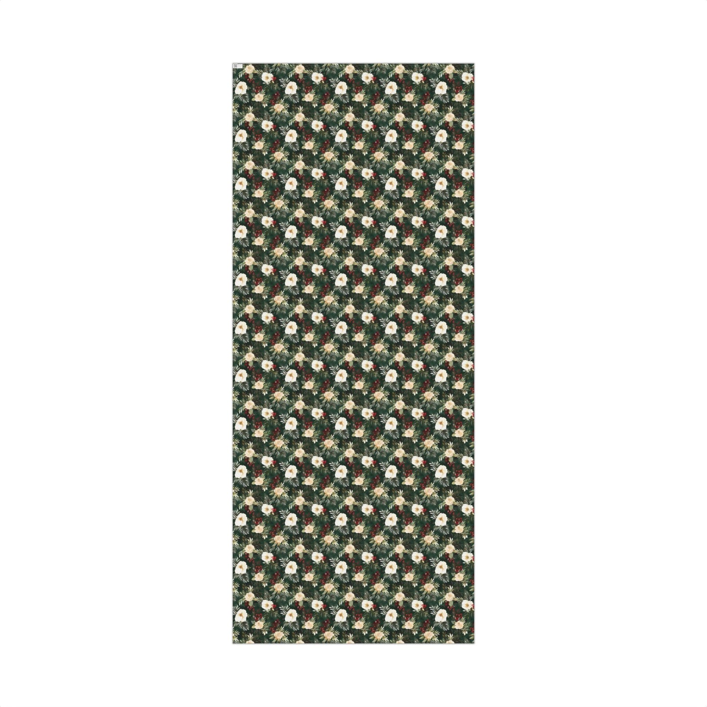 Winter Flowers and Red Berries Holiday Gift Wrapping Paper Sheets