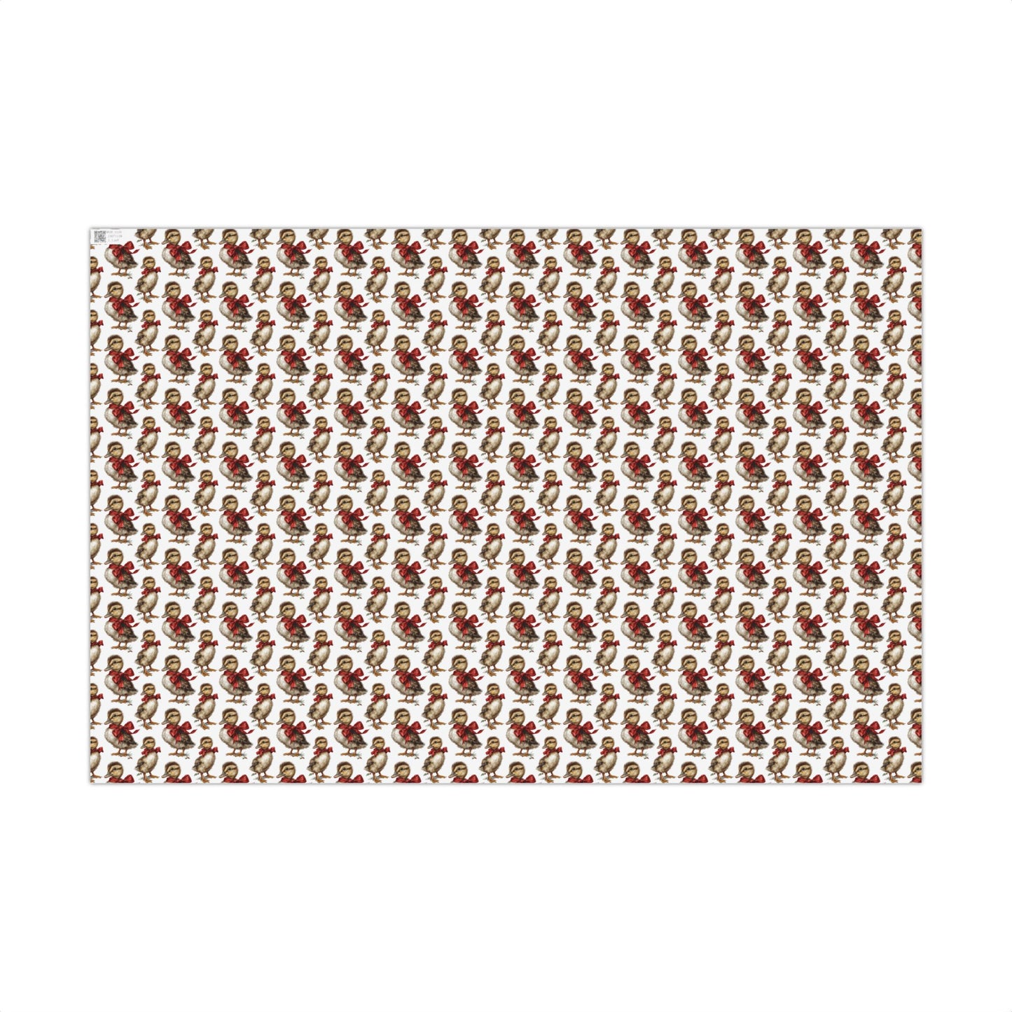 Baby Chick With Red Bow Holiday Gift Wrapping Paper Sheets