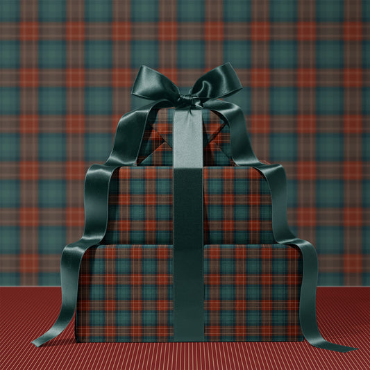 Traditional Holiday Green & Red Plaid Christmas Gift Wrapping Paper Sheets