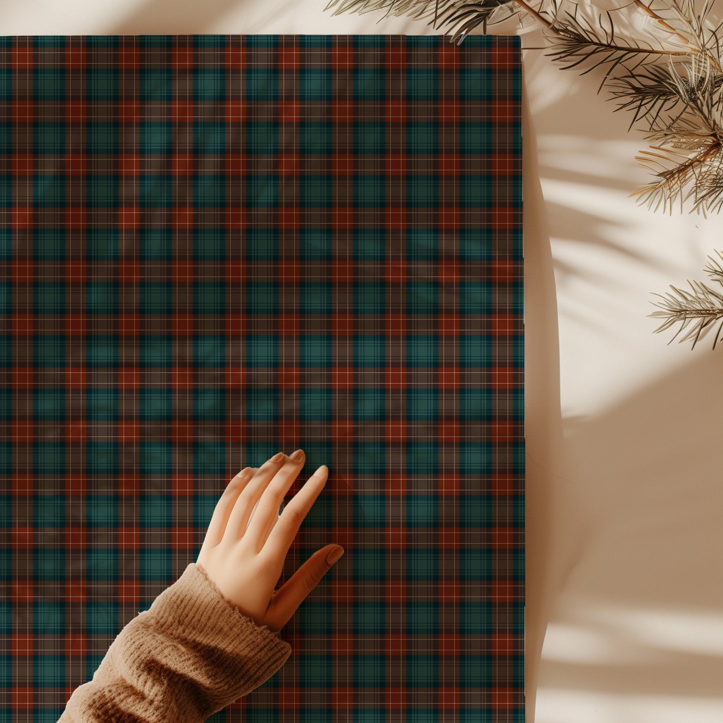 Traditional Holiday Green & Red Plaid Christmas Gift Wrapping Paper Sheets