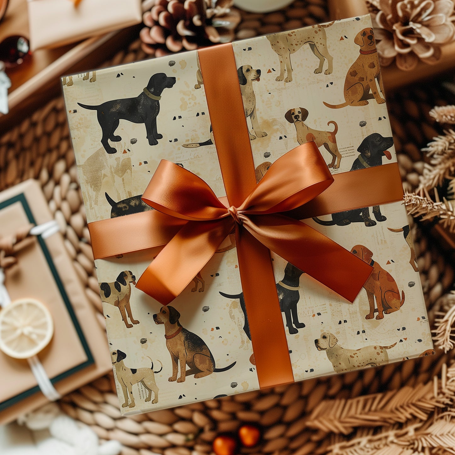 Vintage Antique Dogs Gift Wrapping Paper Sheets