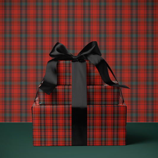 Traditional Red, Green, Black Christmas Plaid Gift Wrapping Paper Sheets