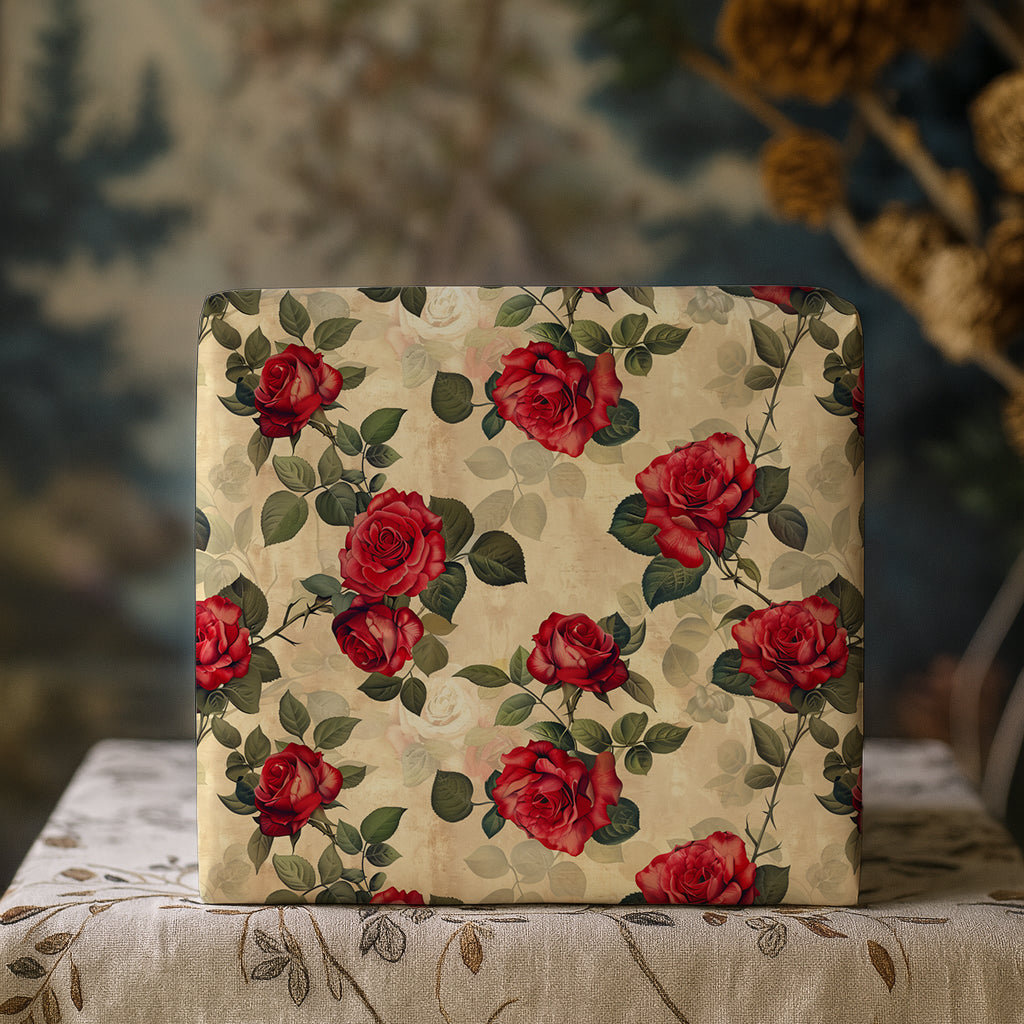 Vintage Antique Red Rose Gift Wrapping Paper Sheets