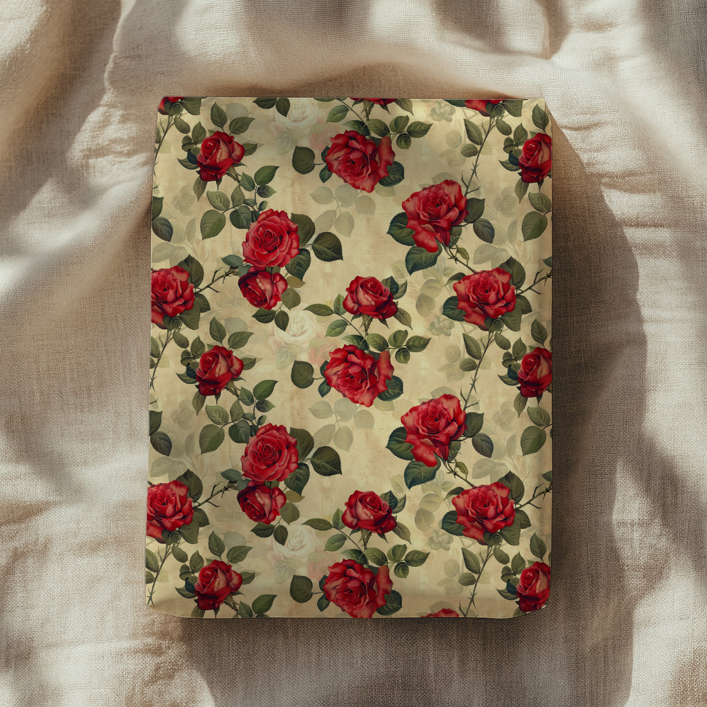 Vintage Antique Red Rose Gift Wrapping Paper Sheets
