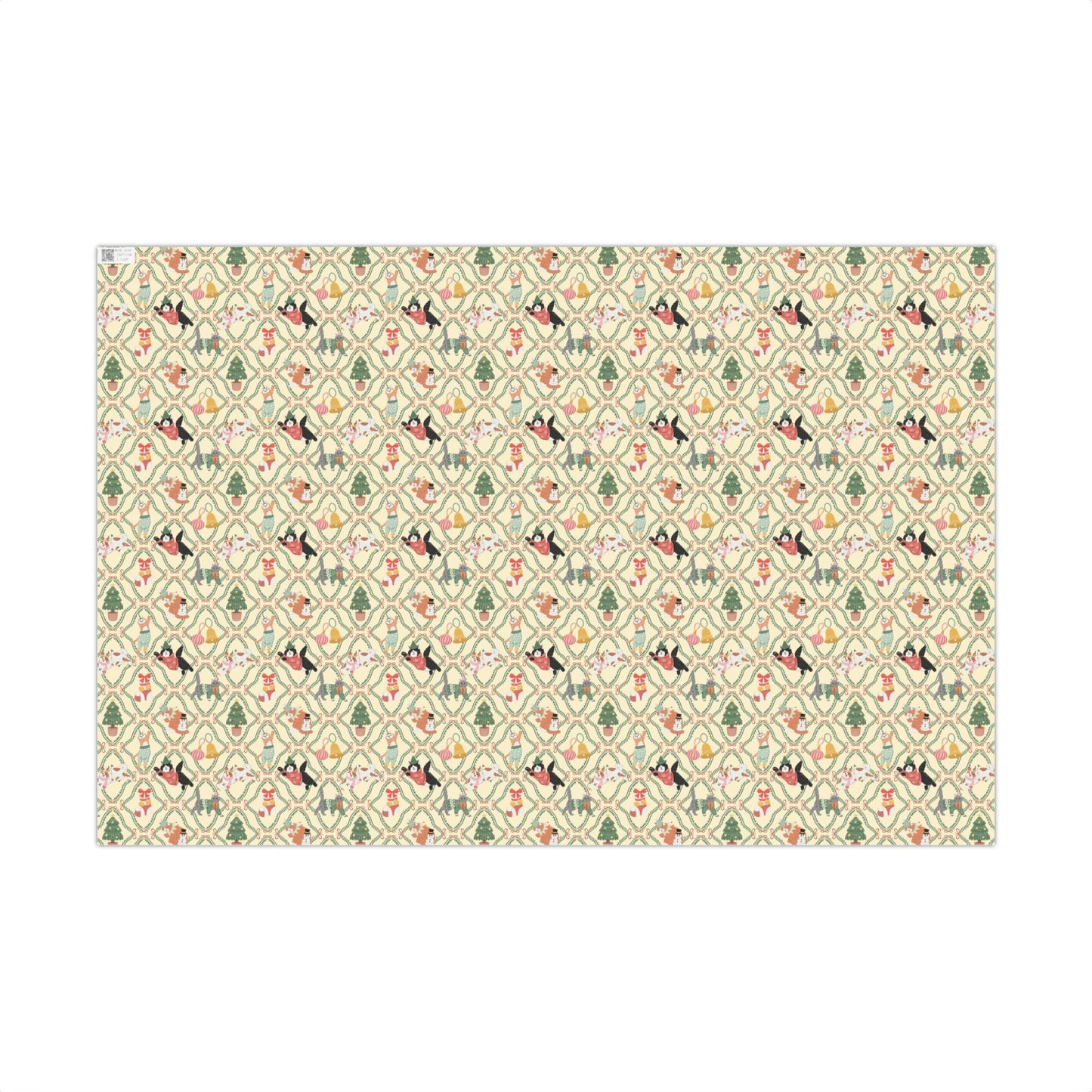 Whimsical Christmas Cats Pastel Gift Wrapping Paper Sheets