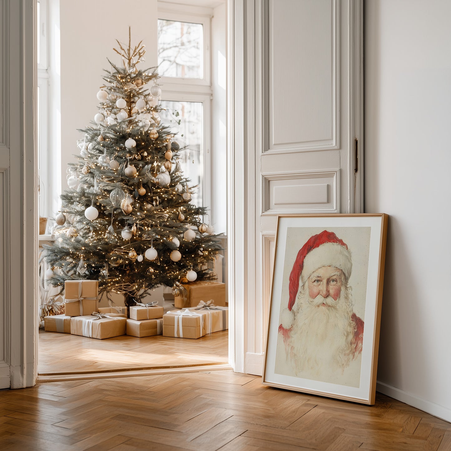Rustic Vintage Santa Portrait Matte Vertical Poster Art Print