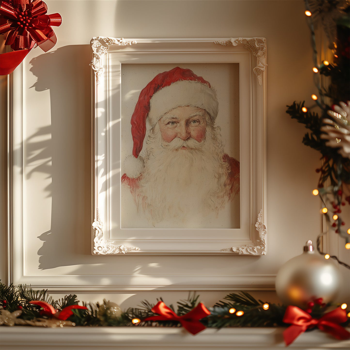 Rustic Vintage Santa Portrait Matte Vertical Poster Art Print