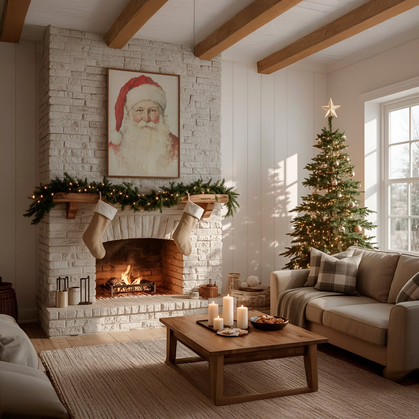 Rustic Vintage Santa Portrait Matte Vertical Poster Art Print