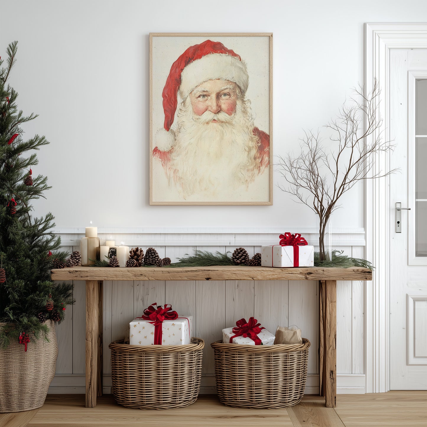 Rustic Vintage Santa Portrait Matte Vertical Poster Art Print