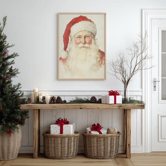 Rustic Vintage Santa Portrait Matte Vertical Poster Art Print