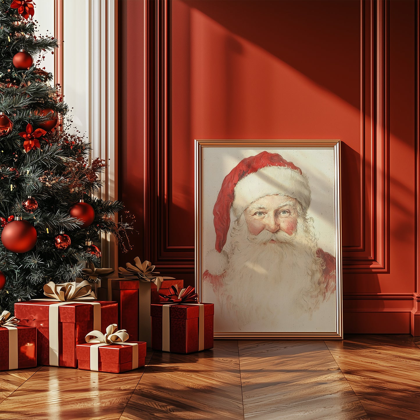 Rustic Vintage Santa Portrait Matte Vertical Poster Art Print