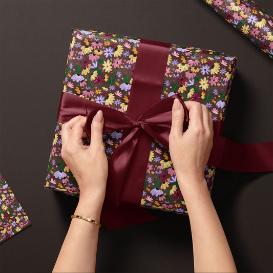 Mini Cottage Core Folksy Colorful Floral Gift Wrapping Paper Sheets