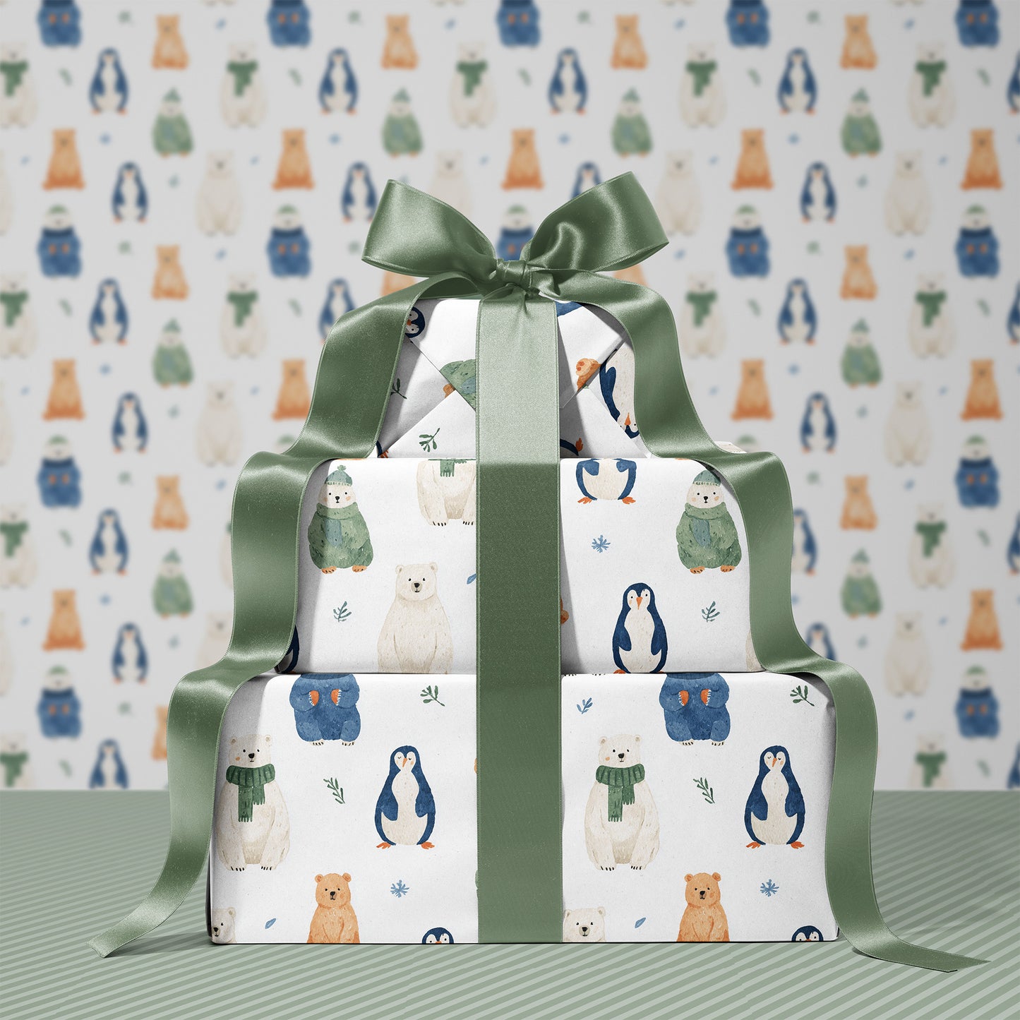 Cute Winter Whimsical Animals Gift Wrapping Paper Sheets