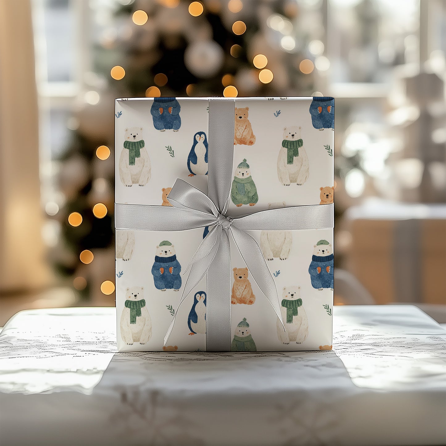 Cute Winter Whimsical Animals Gift Wrapping Paper Sheets
