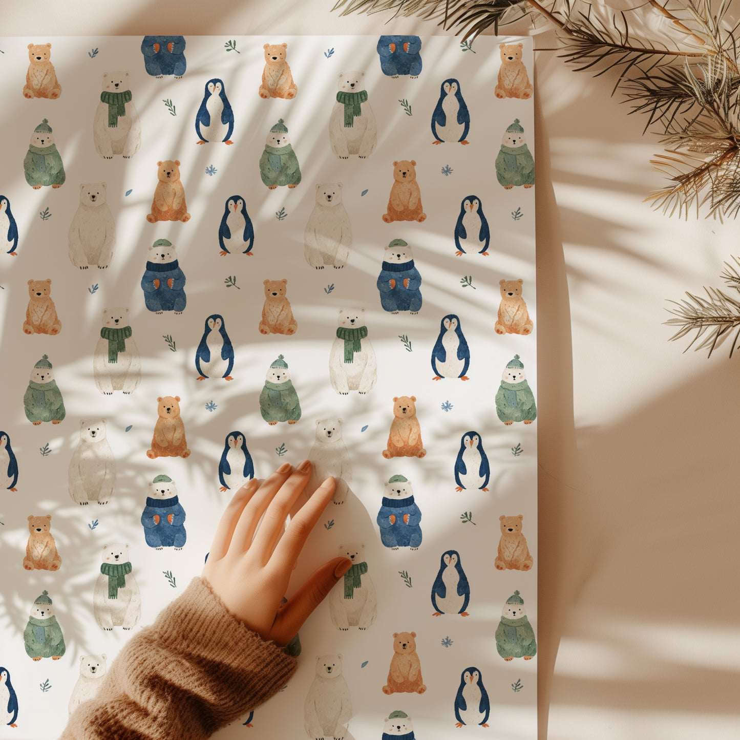 Cute Winter Whimsical Animals Gift Wrapping Paper Sheets