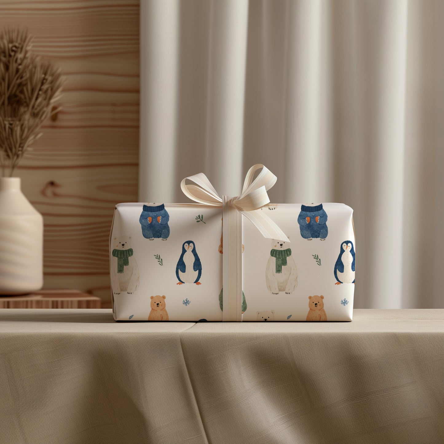 Cute Winter Whimsical Animals Gift Wrapping Paper Sheets