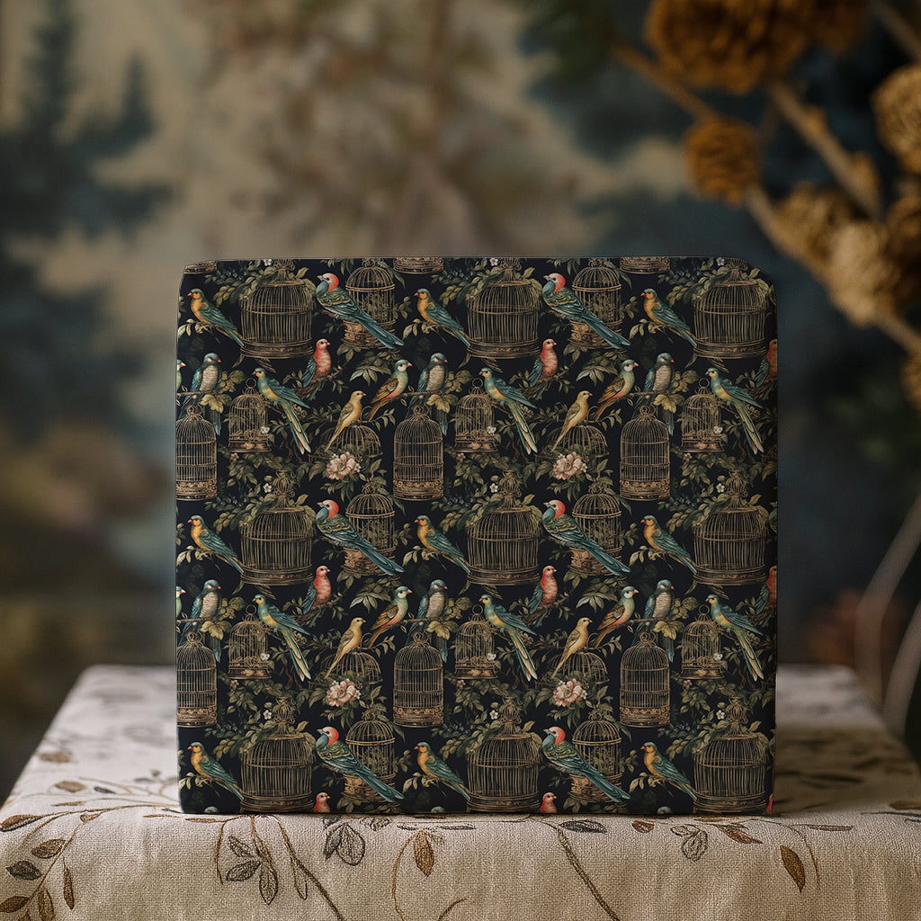 Vintage Colorful Birds in Gilded Cages Gift Wrapping Paper Sheets