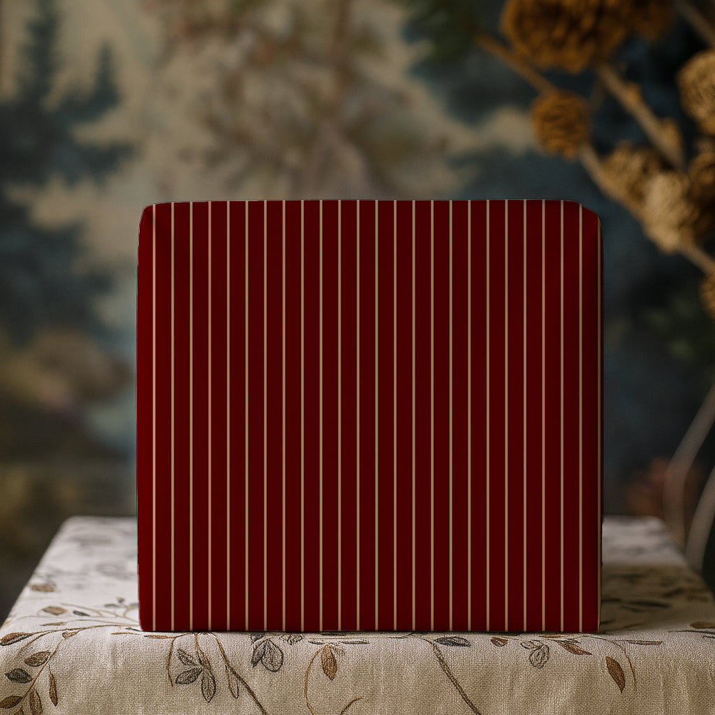 Burgundy Red and Gold Classic Ticking Stripe Gift Wrapping Paper Sheets