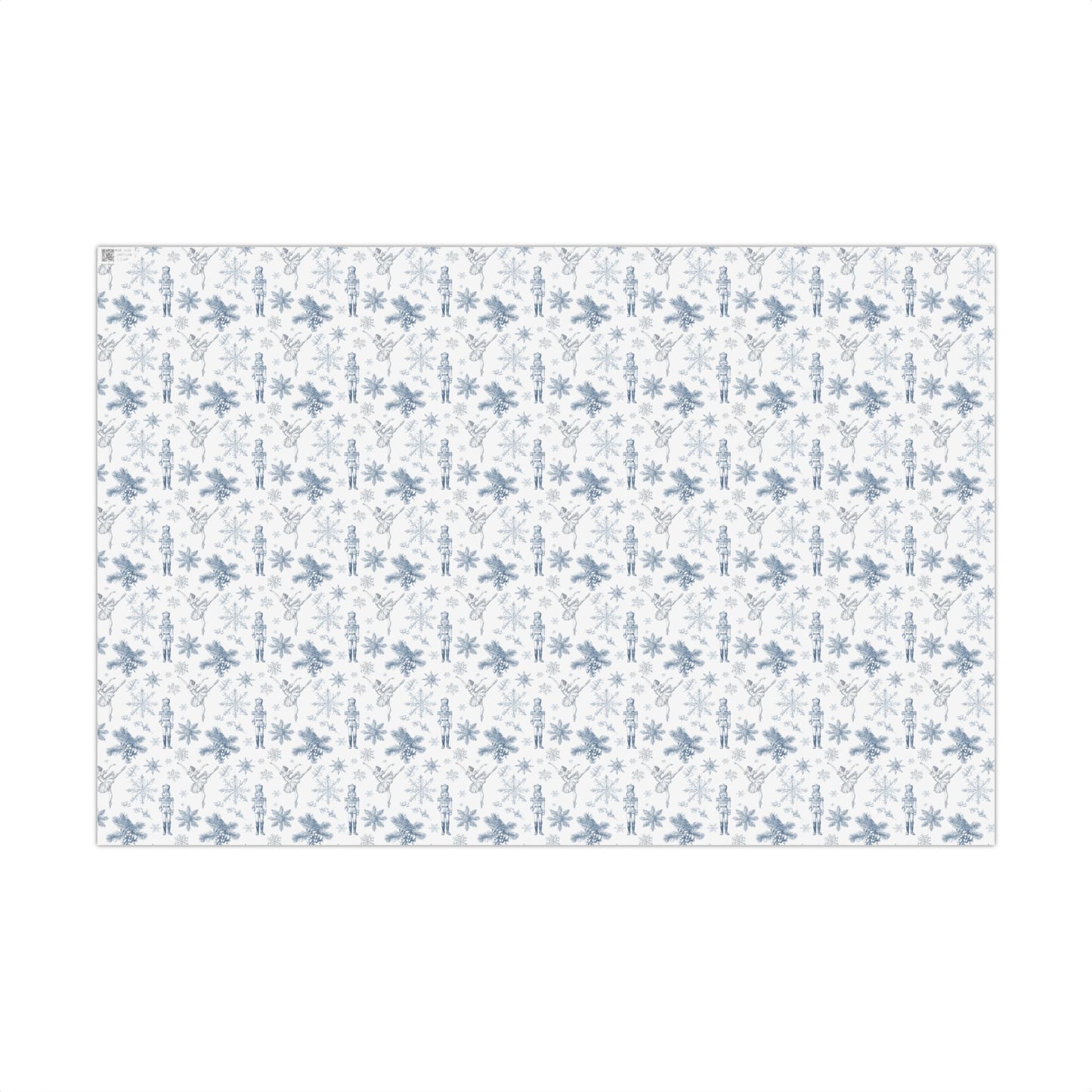 Blue Nutcracker and Ballerina Toile de Jouy Vintage Christmas Gift Wrapping Paper Sheets