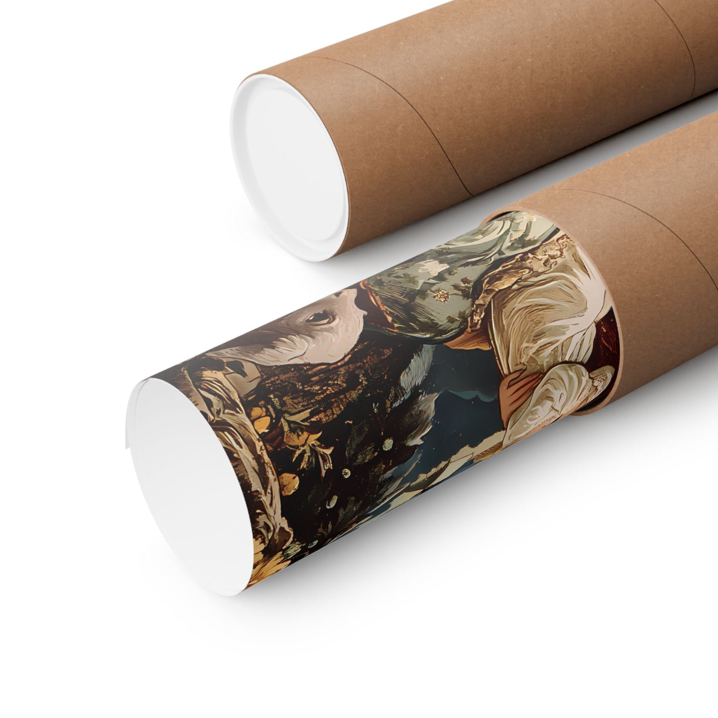 Virgin Mary and Baby Jesus Winter Scene Matte Vertical Poster Art Print