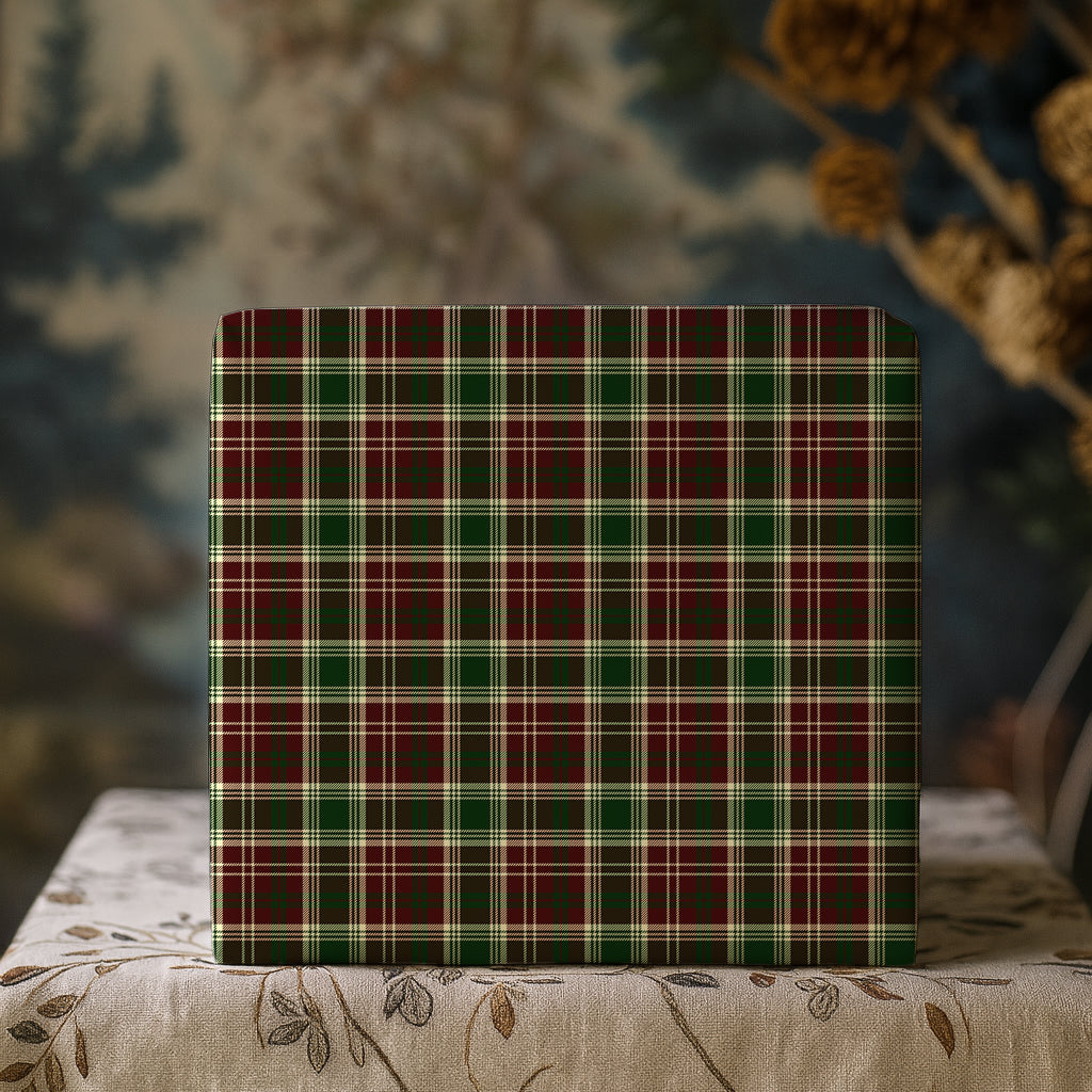 Burgundy Red, Green and Cream Plaid Christmas Gift Wrapping Paper Sheets