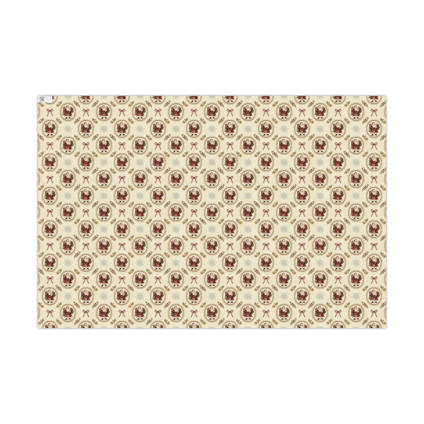 Vintage Santa Crest with Bows Christmas Gift Wrapping Paper Sheets
