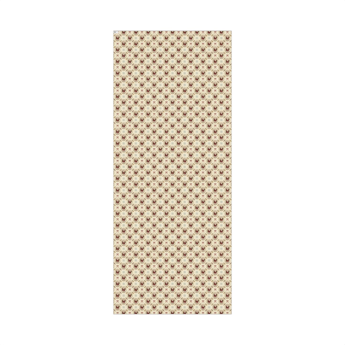 Vintage Santa Crest with Bows Christmas Gift Wrapping Paper Sheets