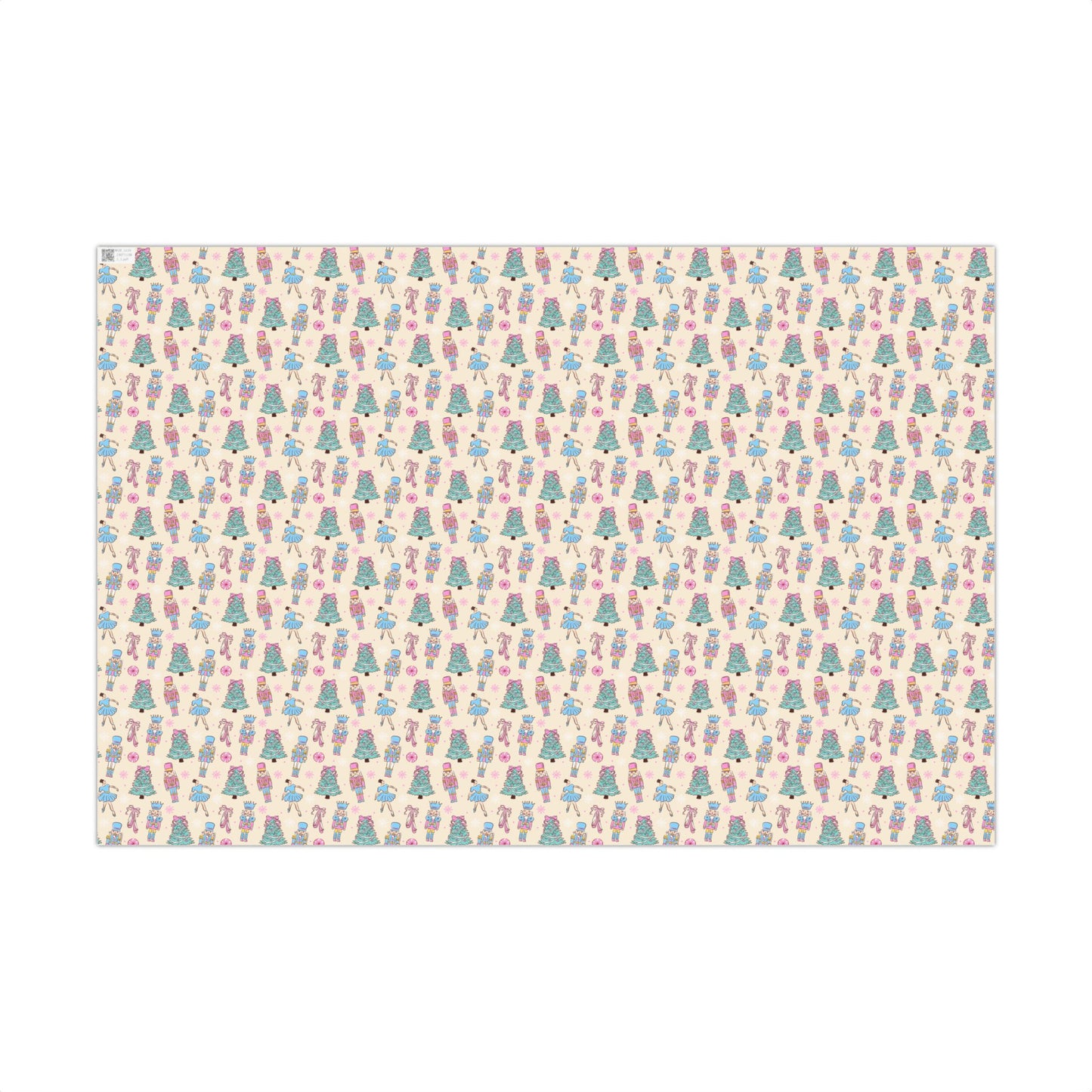 Whimsical Pastel Nutcracker and Ballerina Coquette Christmas Gift Wrapping Paper Sheets