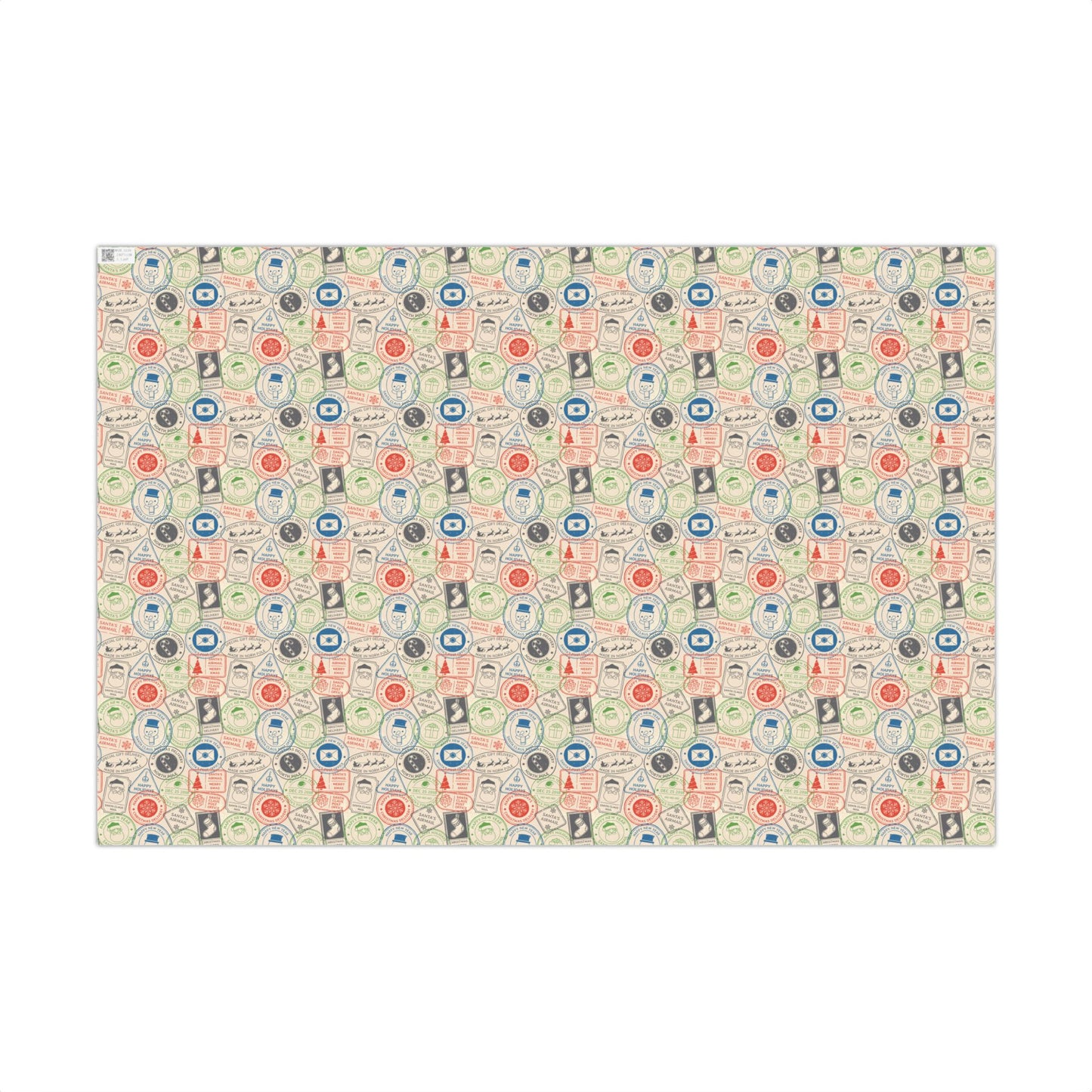 North Pole Postage Stamp Christmas Santa Gift Wrapping Paper Sheets