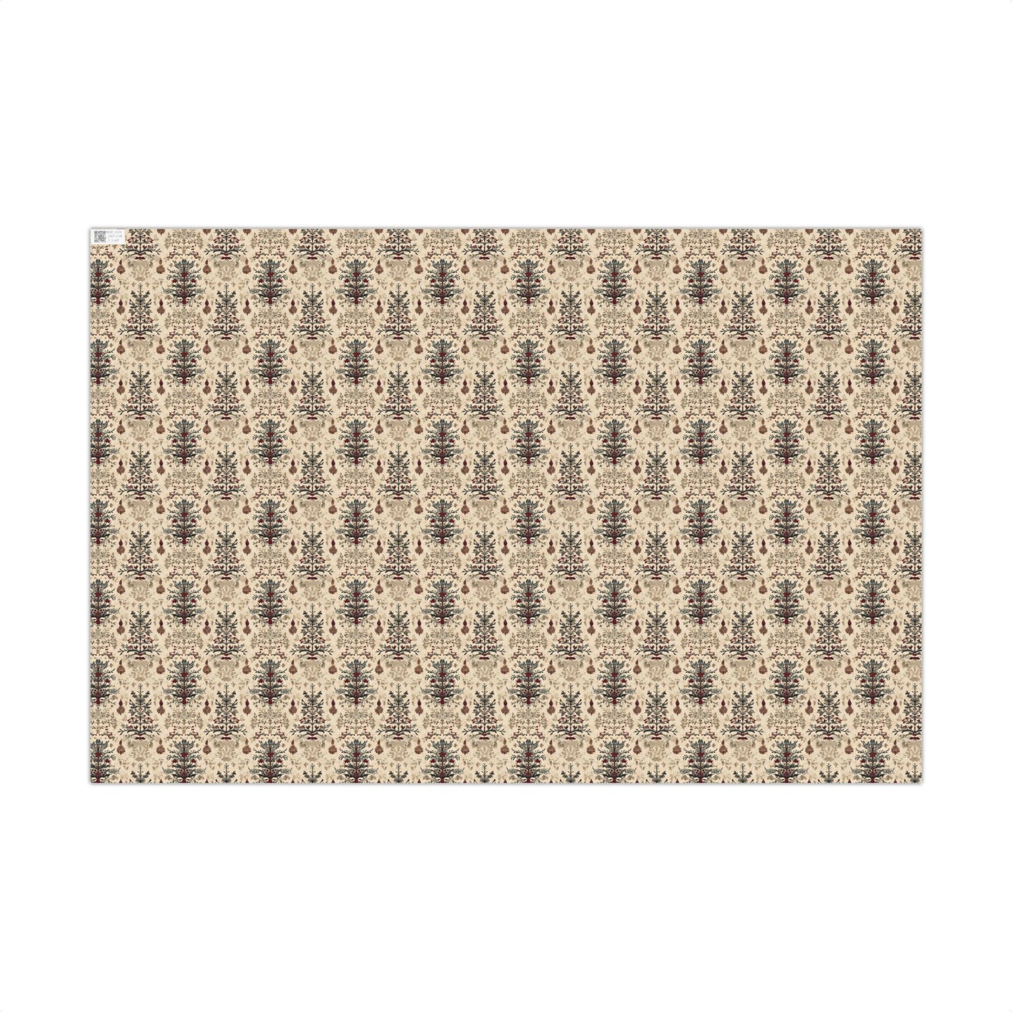 Victorian Burgundy and Green Antique Tree Christmas Gift Wrapping Paper Sheets