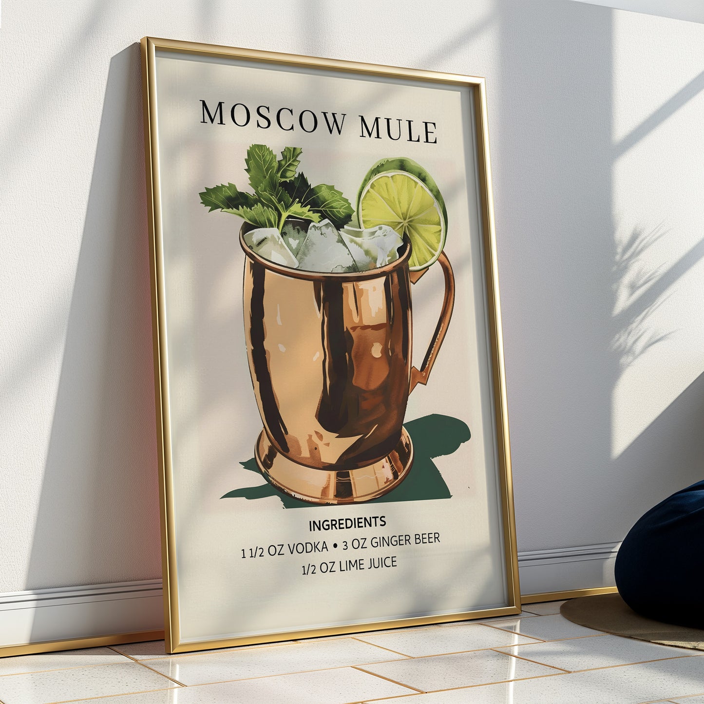 Moscow Mule with Ingredients List Matte Vertical Poster Art Print
