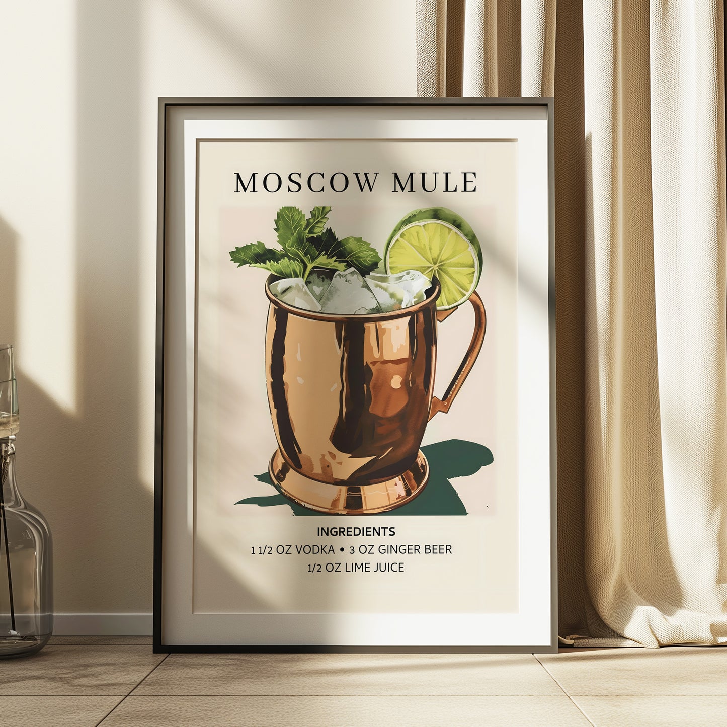 Moscow Mule with Ingredients List Matte Vertical Poster Art Print