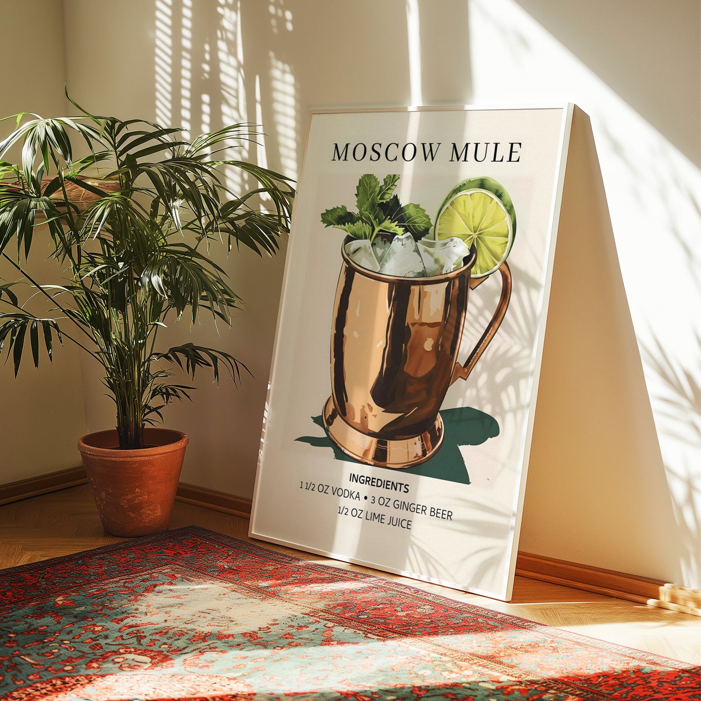 Moscow Mule with Ingredients List Matte Vertical Poster Art Print