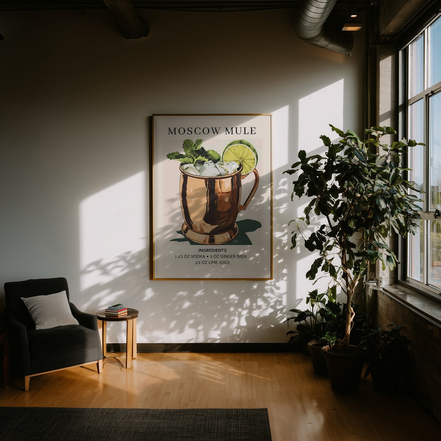 Moscow Mule with Ingredients List Matte Vertical Poster Art Print