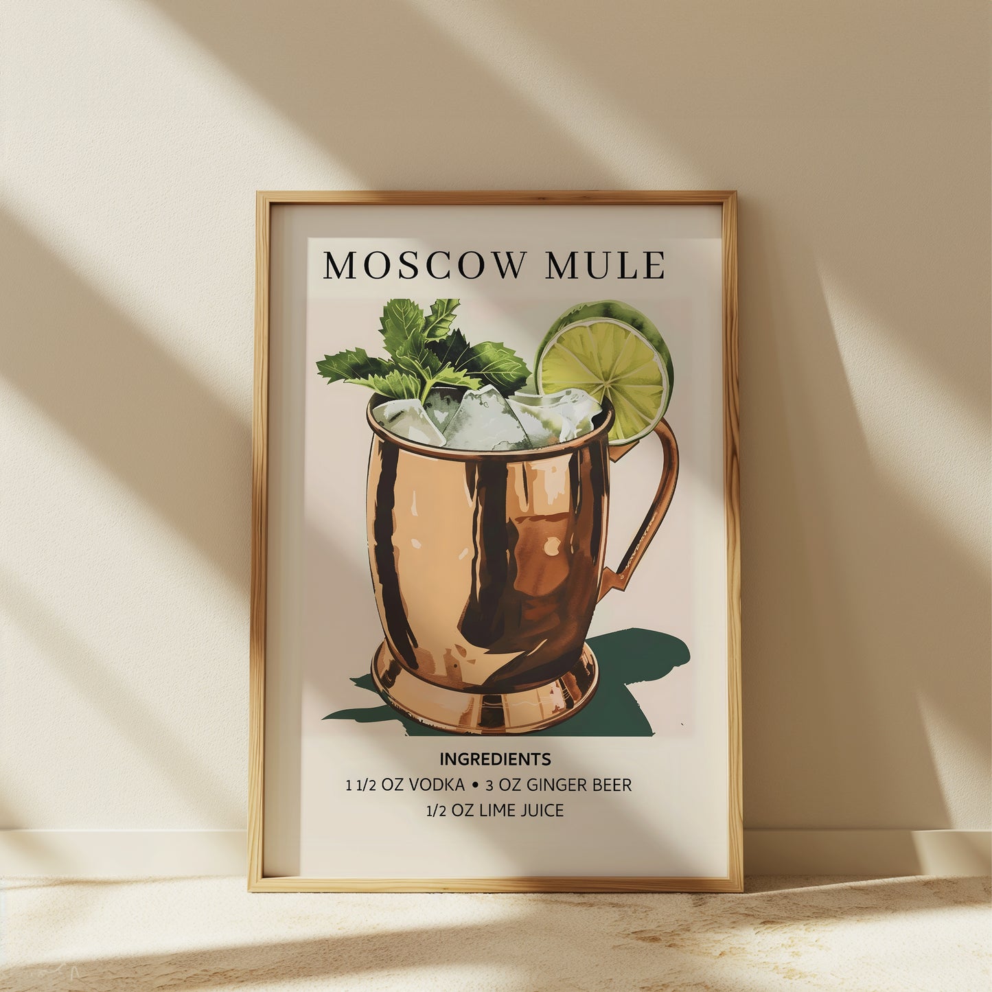 Moscow Mule with Ingredients List Matte Vertical Poster Art Print