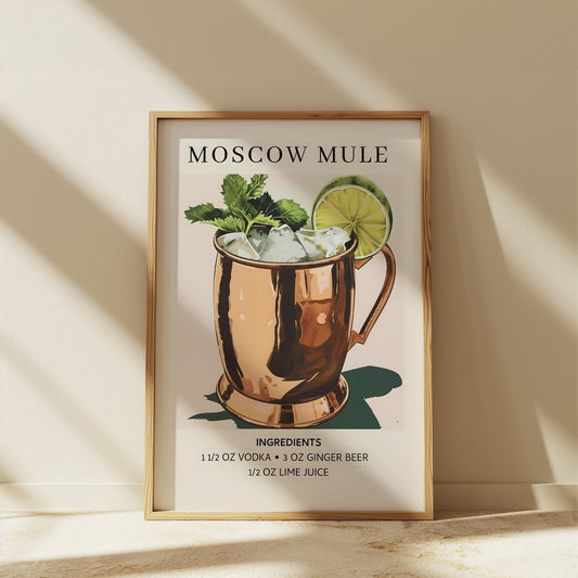Moscow Mule with Ingredients List Matte Vertical Poster Art Print