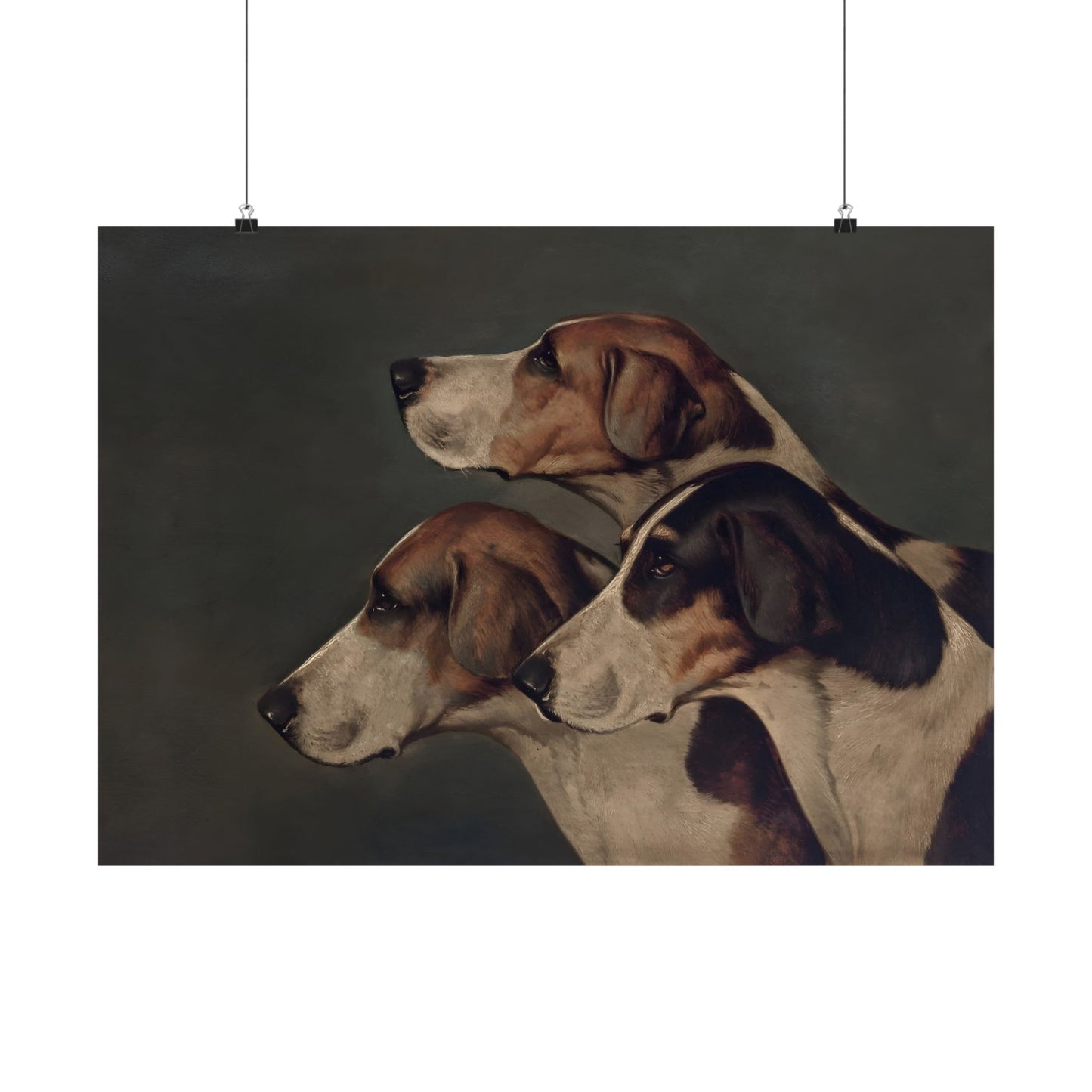 Trio of Hound Dogs Matte Horizontal Poster Art Print