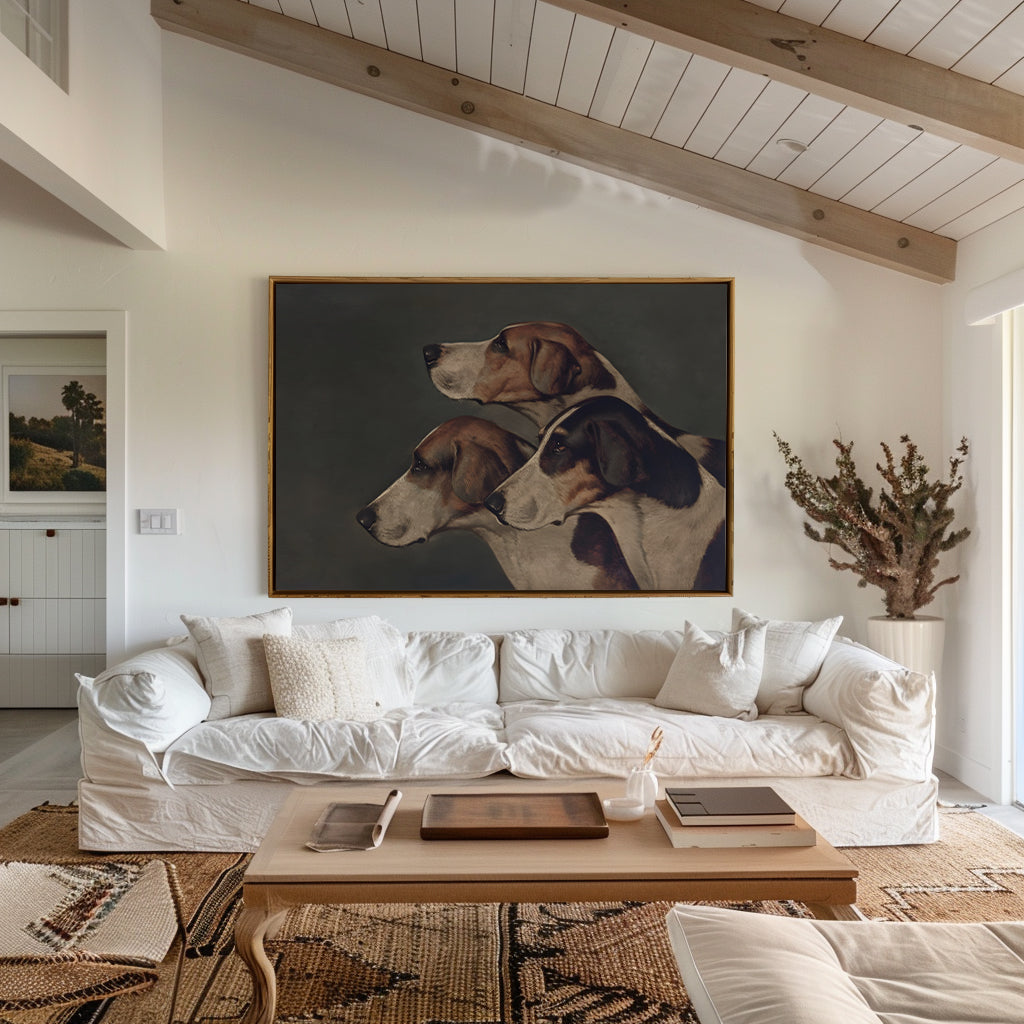 Trio of Hound Dogs Matte Horizontal Poster Art Print