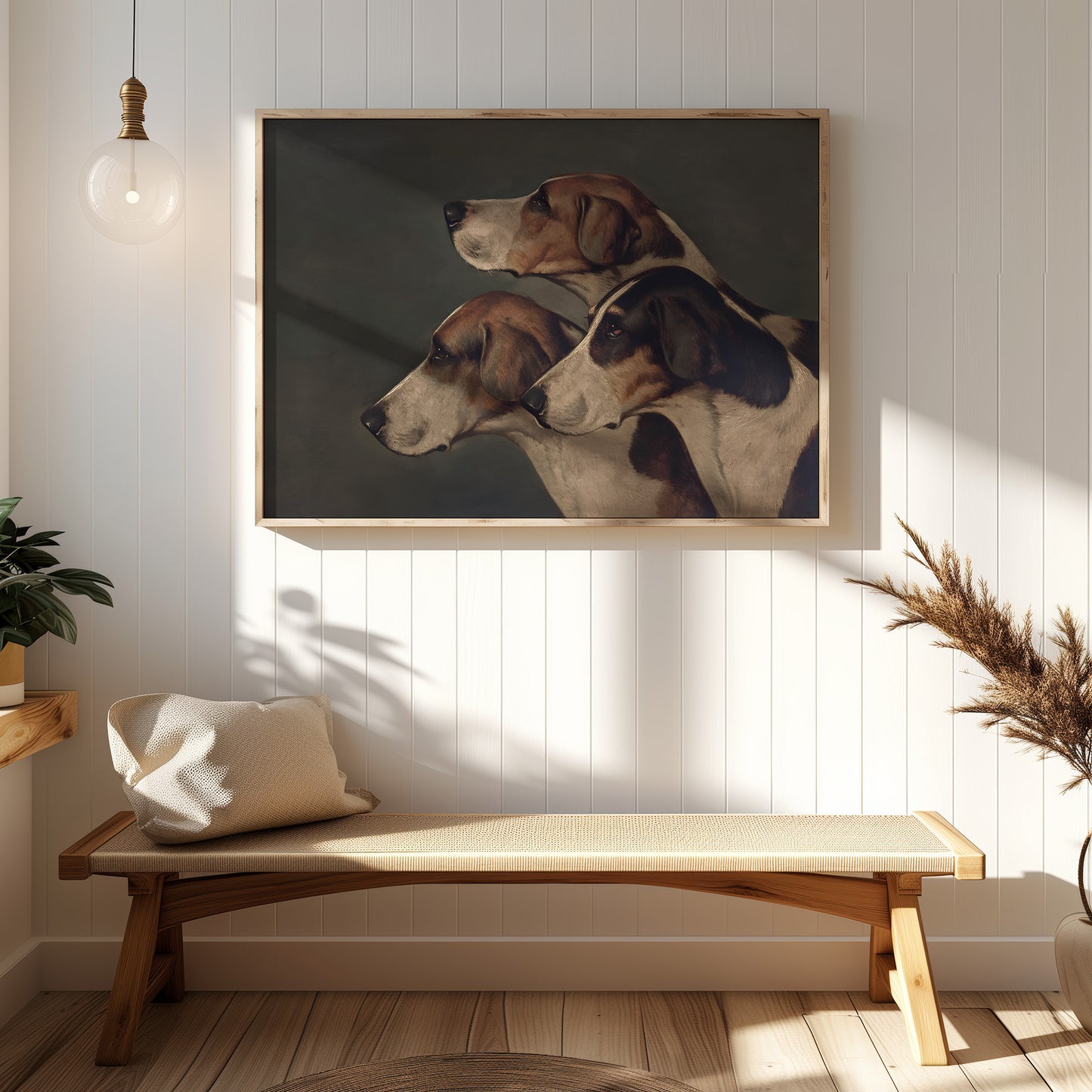 Trio of Hound Dogs Matte Horizontal Poster Art Print