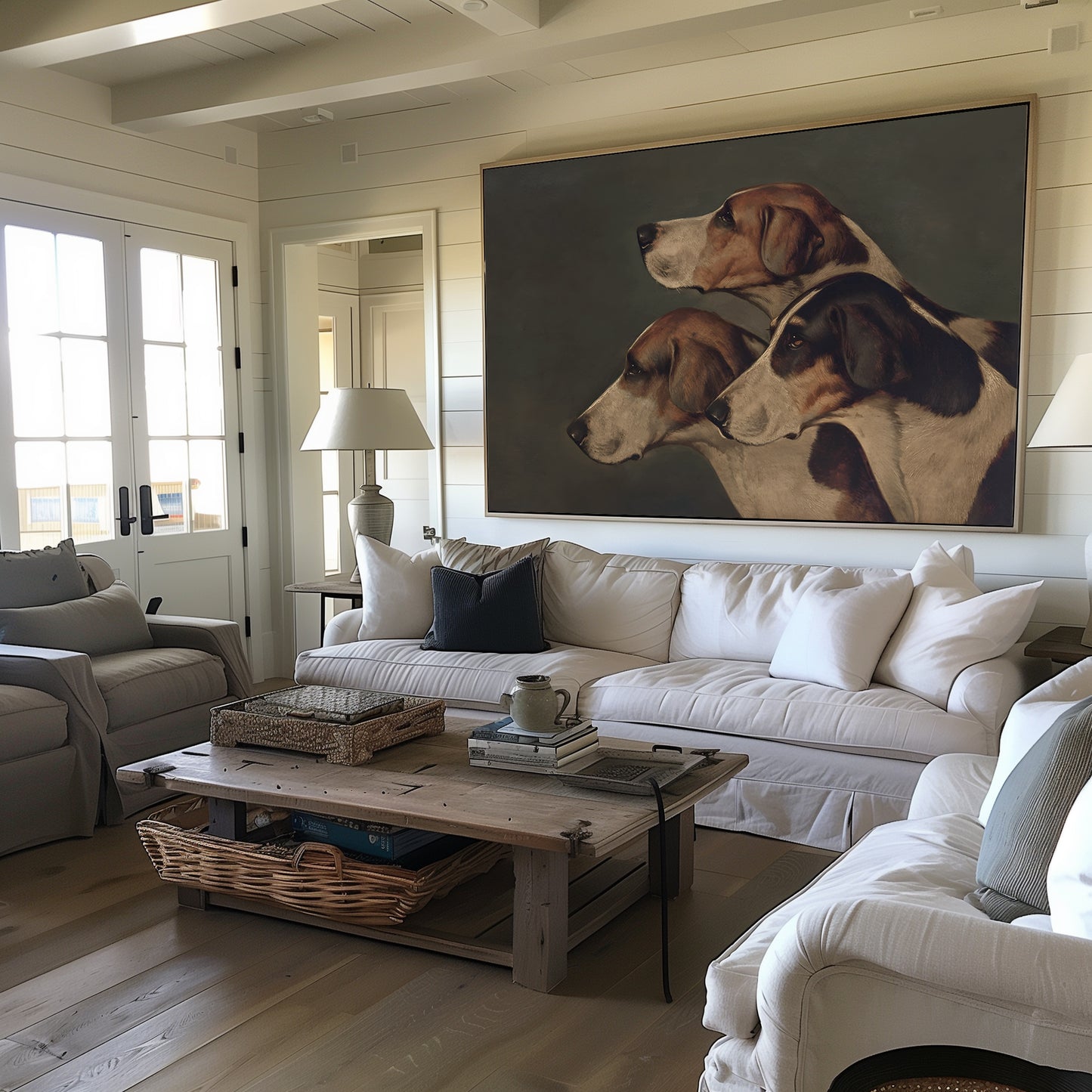 Trio of Hound Dogs Matte Horizontal Poster Art Print
