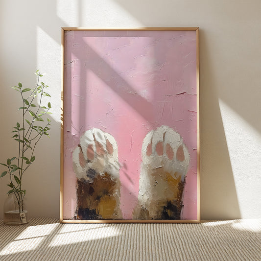 Cute Cat Paws Pink Matte Vertical Poster Art Print