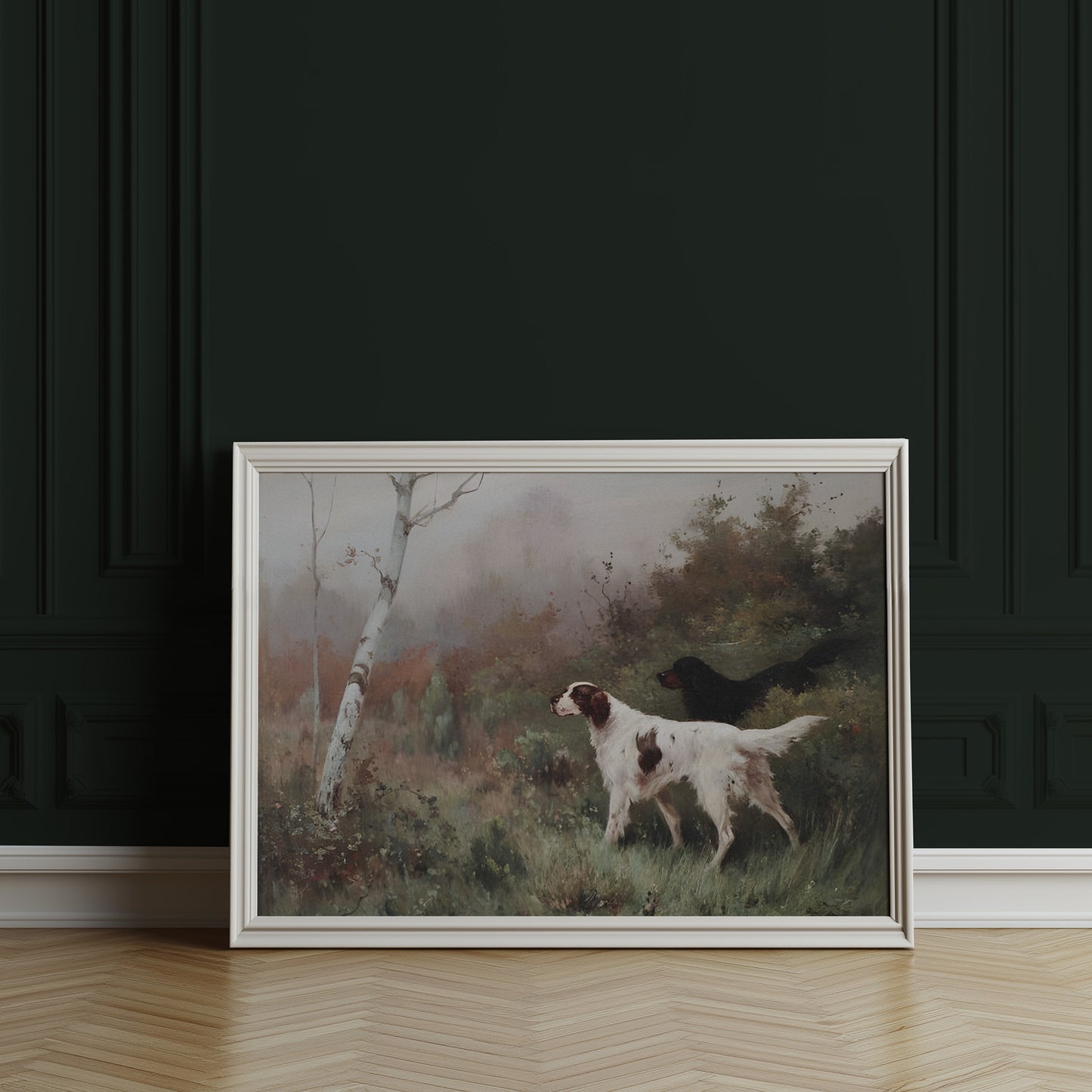 Dogs in the Woods Matte Horizontal Poster Art Print