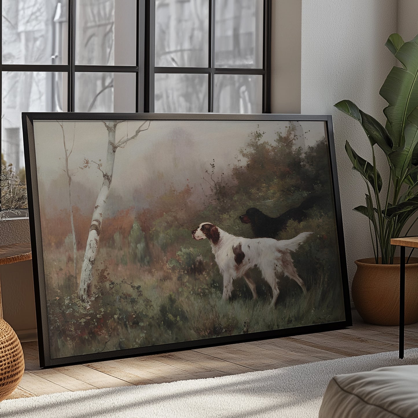 Dogs in the Woods Matte Horizontal Poster Art Print