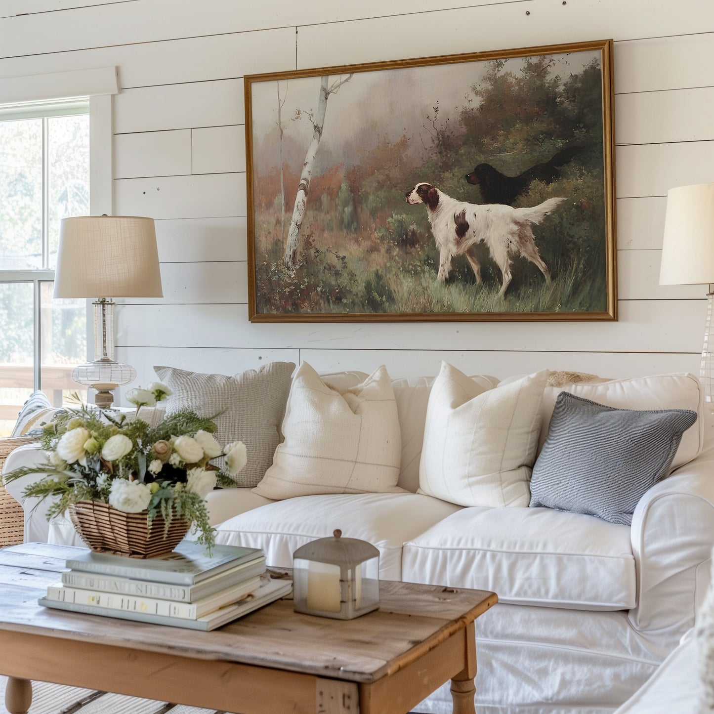 Dogs in the Woods Matte Horizontal Poster Art Print