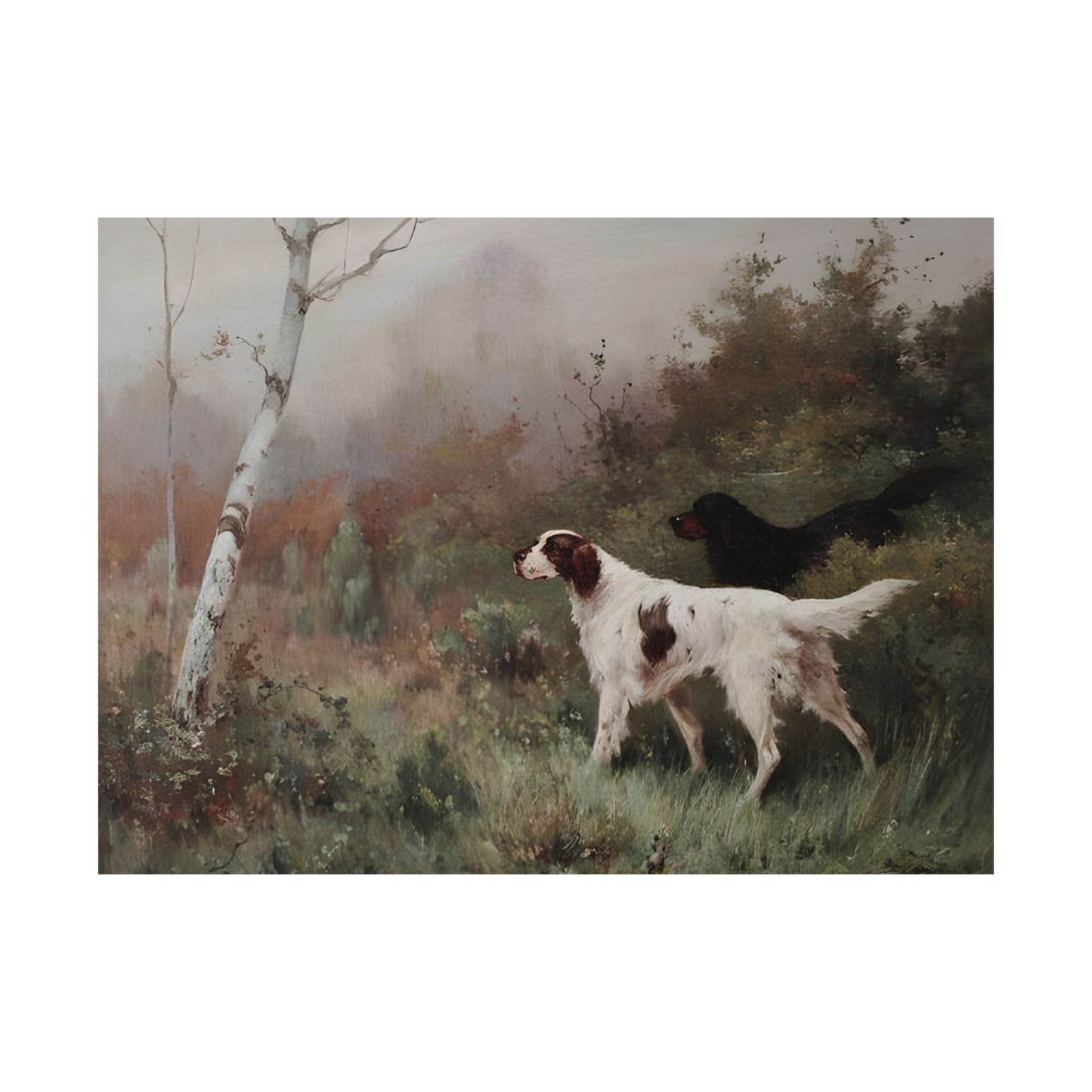 Dogs in the Woods Matte Horizontal Poster Art Print