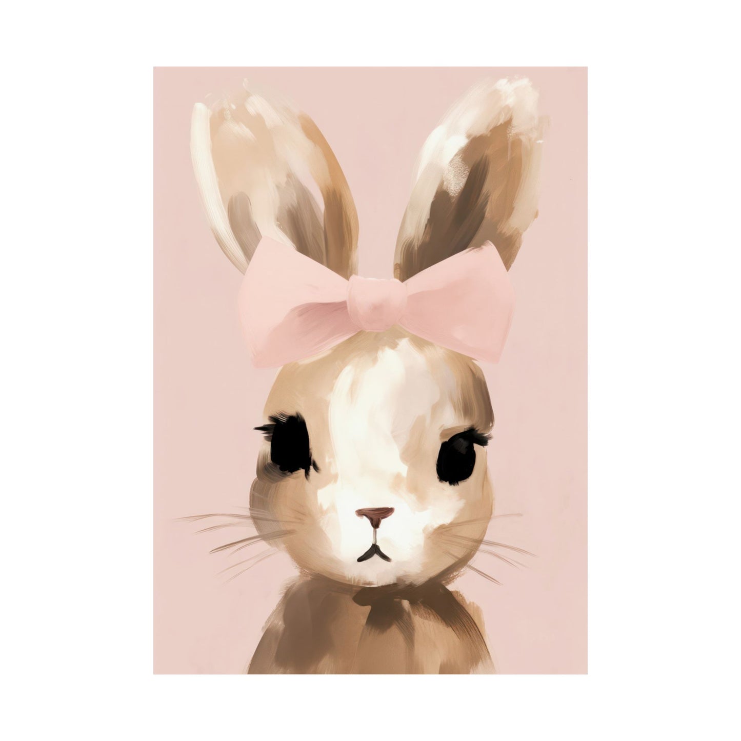 Bunny with Pink Bow Portrait Matte Vertical Poster Art Print