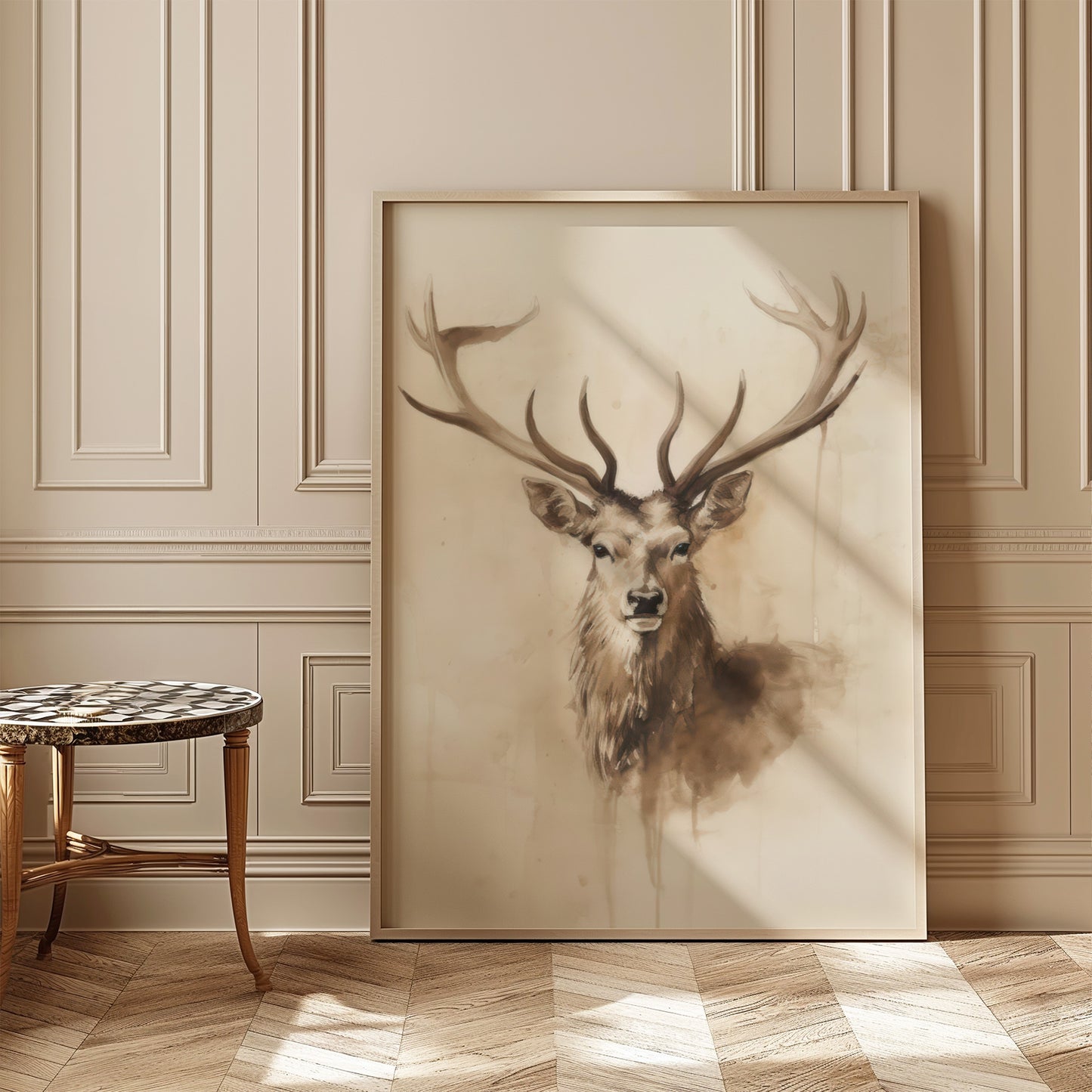 Deer Bust Watercolor Style Portrait Matte Vertical Poster Art Print