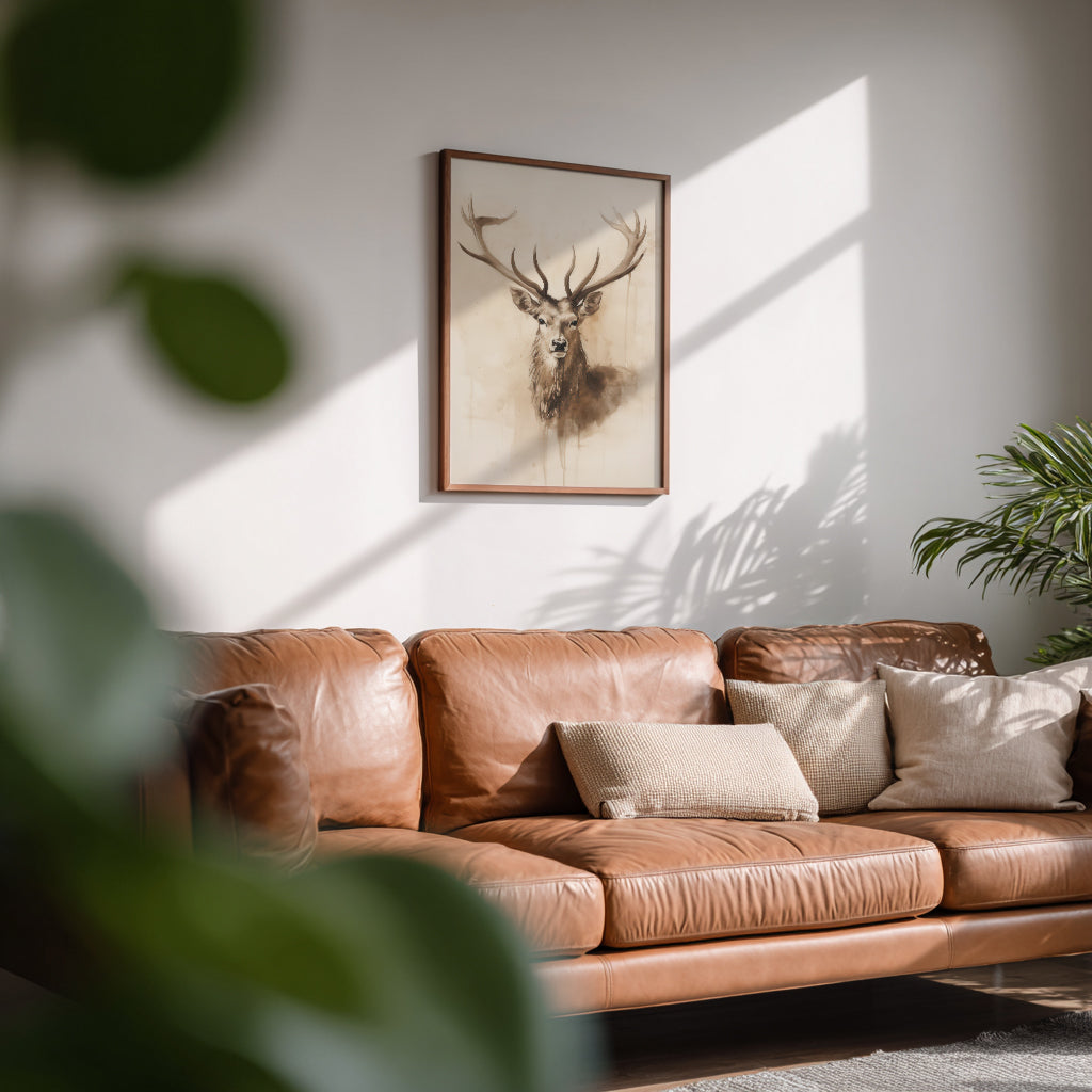 Deer Bust Watercolor Style Portrait Matte Vertical Poster Art Print