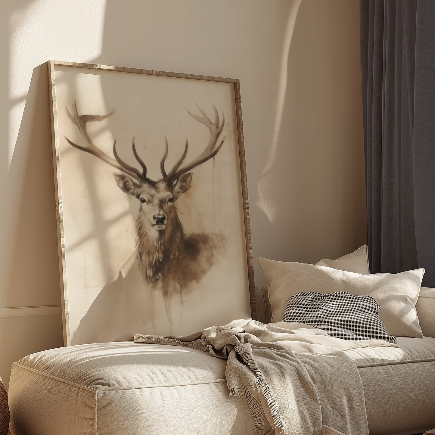 Deer Bust Watercolor Style Portrait Matte Vertical Poster Art Print